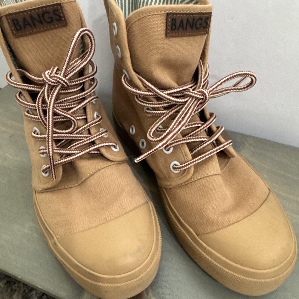 Women's Tan High-Top Canvas Sneaker Boots - Picture 3 of 16